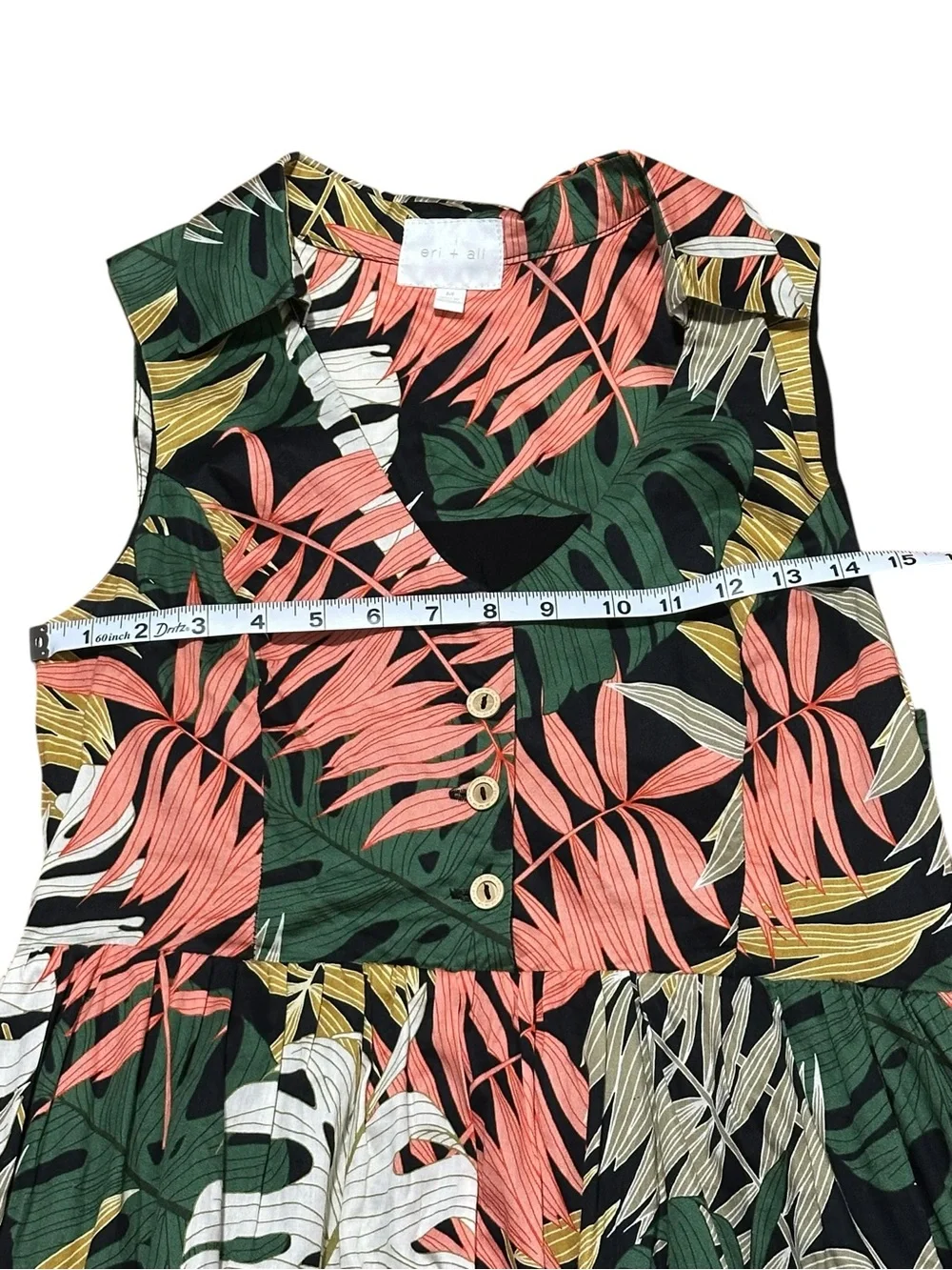 Anthropologie Eri+Ali Foliage Tropical Palm Print Dress Size M - Picture 7 of 9